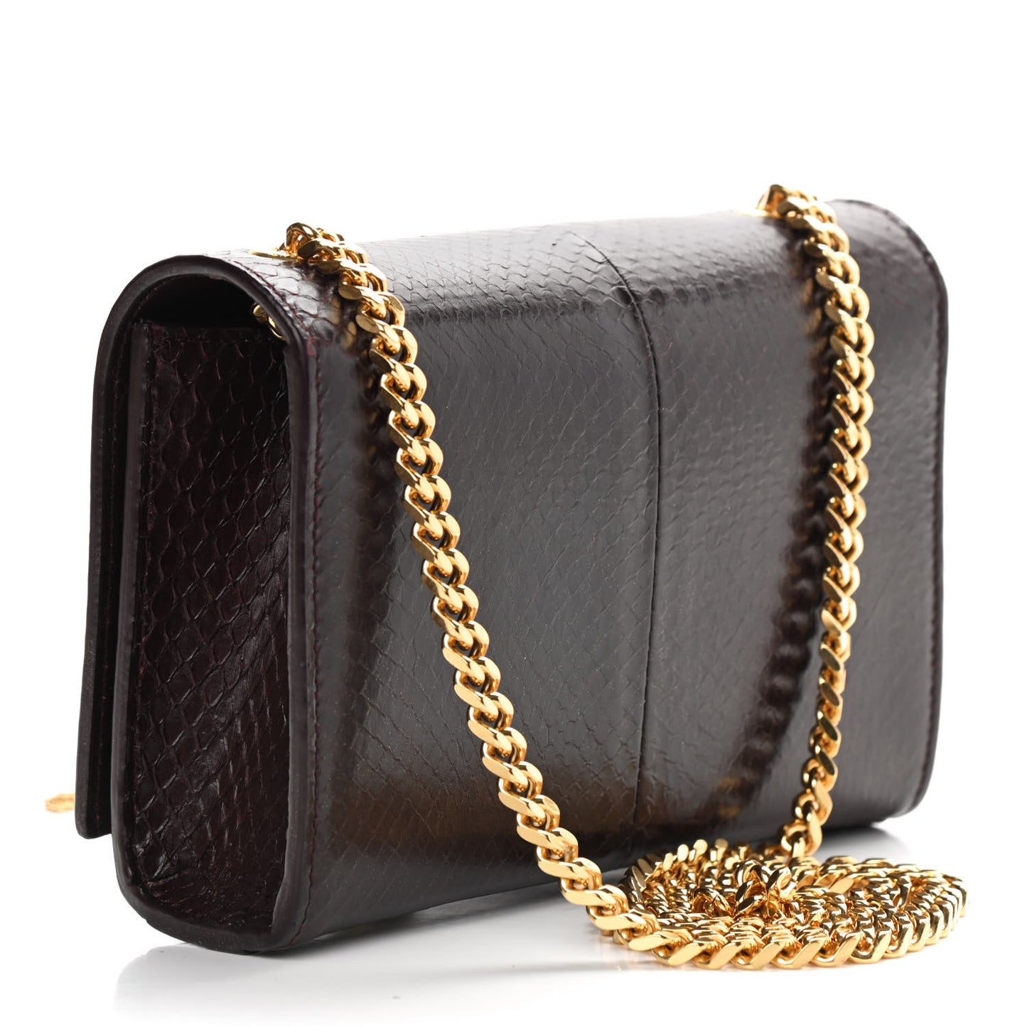 Snakeskin Small Classic Monogram Kate Tassel Satchel Bordeaux
