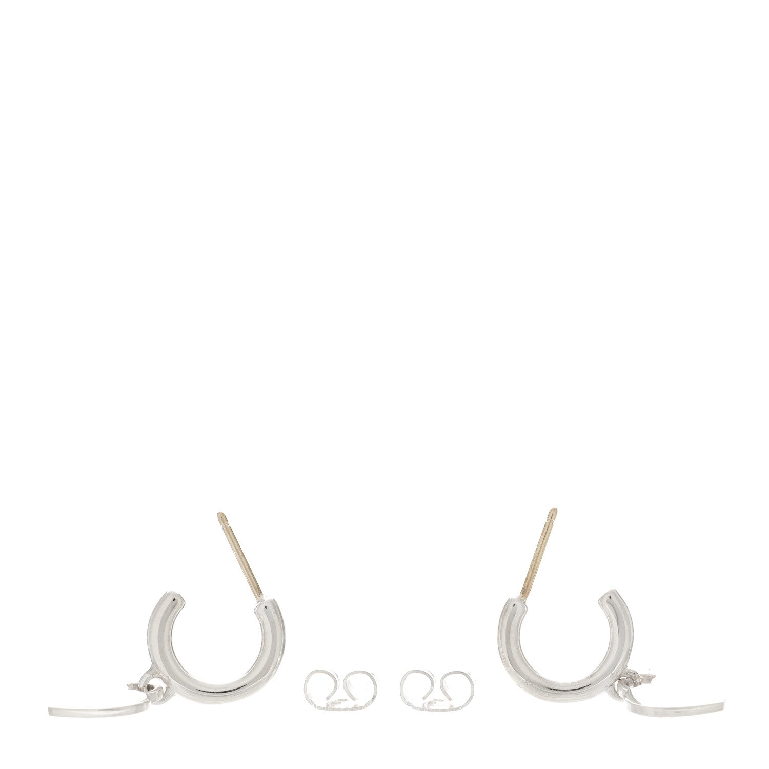 Tiffany Sterling Silver Diamond Mini Return To Tiffany Heart Hoop Earrings 3 of 5