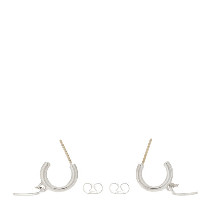 Tiffany Sterling Silver Diamond Mini Return To Tiffany Heart Hoop Earrings 3 of 5