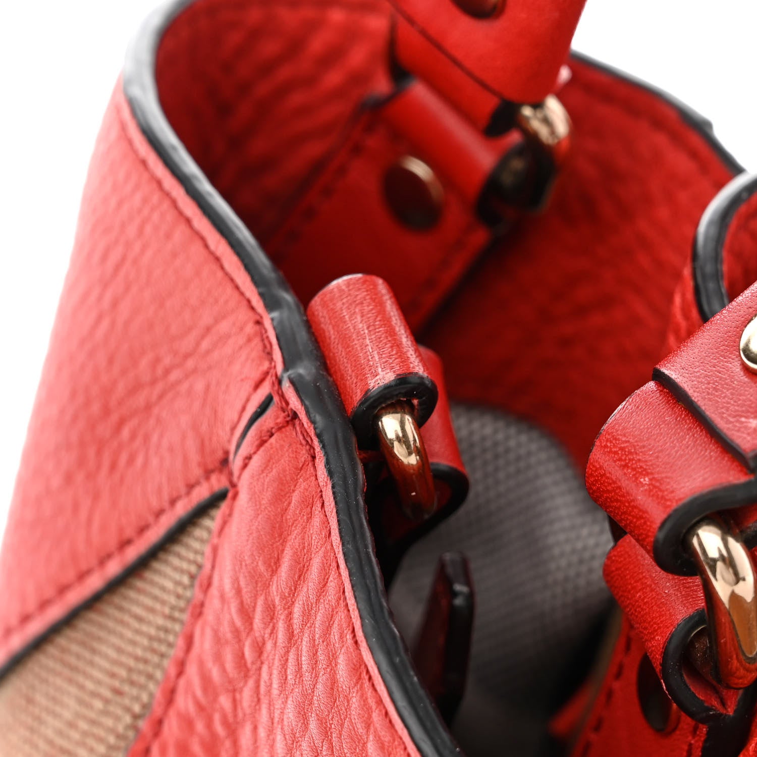 Burberry Grainy Calfskin House Check Small Maidstone Red 14 of 17
