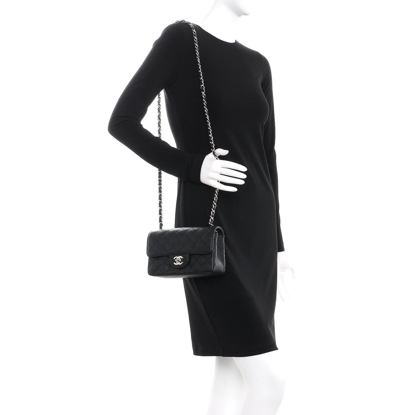 Caviar Quilted Mini Rectangular Flap Black