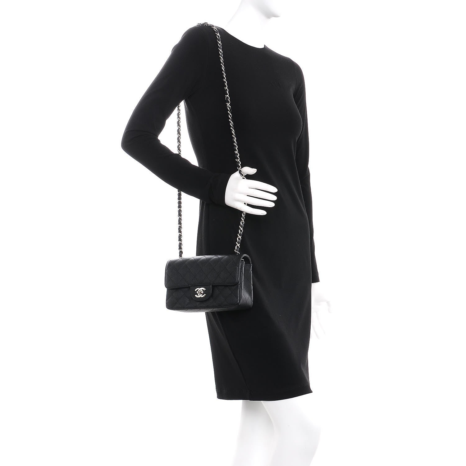 Chanel Caviar Quilted Mini Rectangular Flap Black 2 of 8