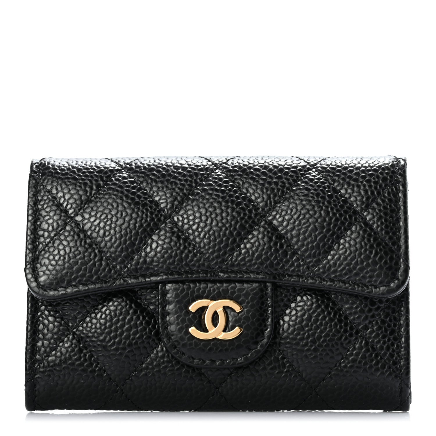 Chanel Caviar Quilted Flap Card Holder Wallet Black 1 of 9