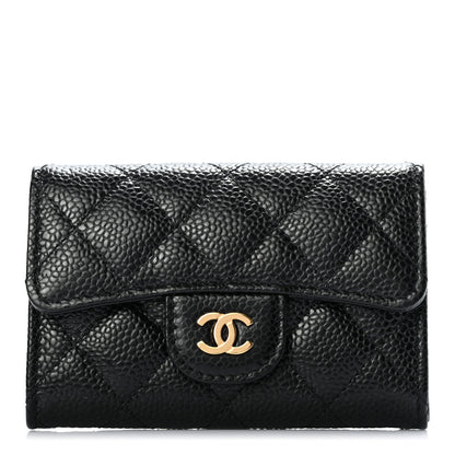 Chanel Caviar Quilted Flap Card Holder Wallet Black 1 of 9