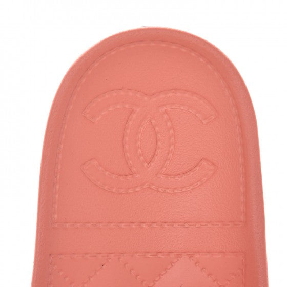 Chanel Rubber CC Flat Slide Sandals 35 Orange Pink 7 of 11