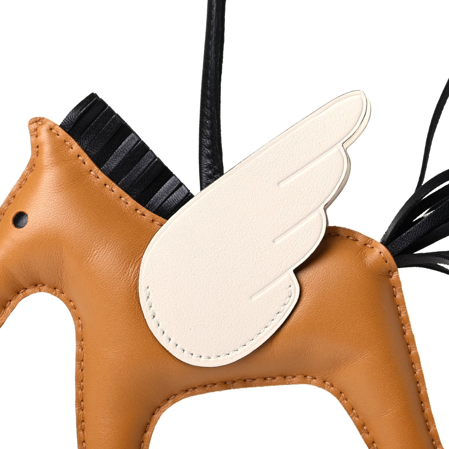 Hermes Milo Lambskin Grigri Rodeo Pegase Horse Bag Charm MM Sesame Black Nata 3 of 3