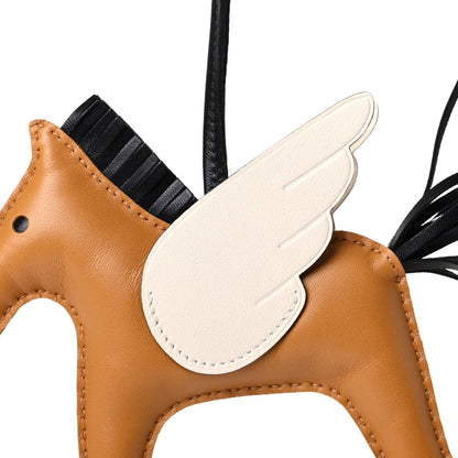 Hermes Milo Lambskin Grigri Rodeo Pegase Horse Bag Charm MM Sesame Black Nata 3 of 3