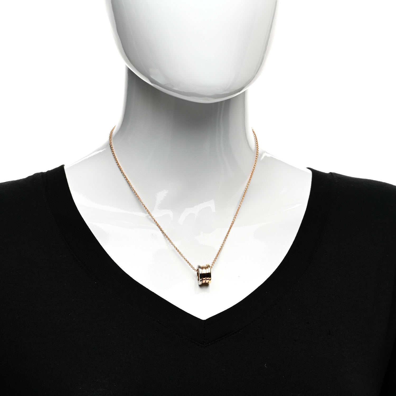 Bulgari 18K Rose White Yellow Gold B.Zero1 Pendant Necklace 2 of 4