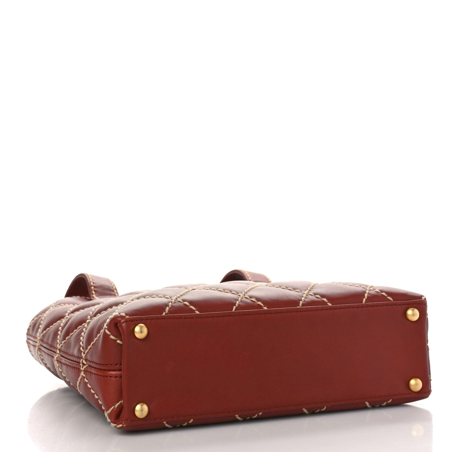 Calfskin Stitch Small Surpique Tote Brown