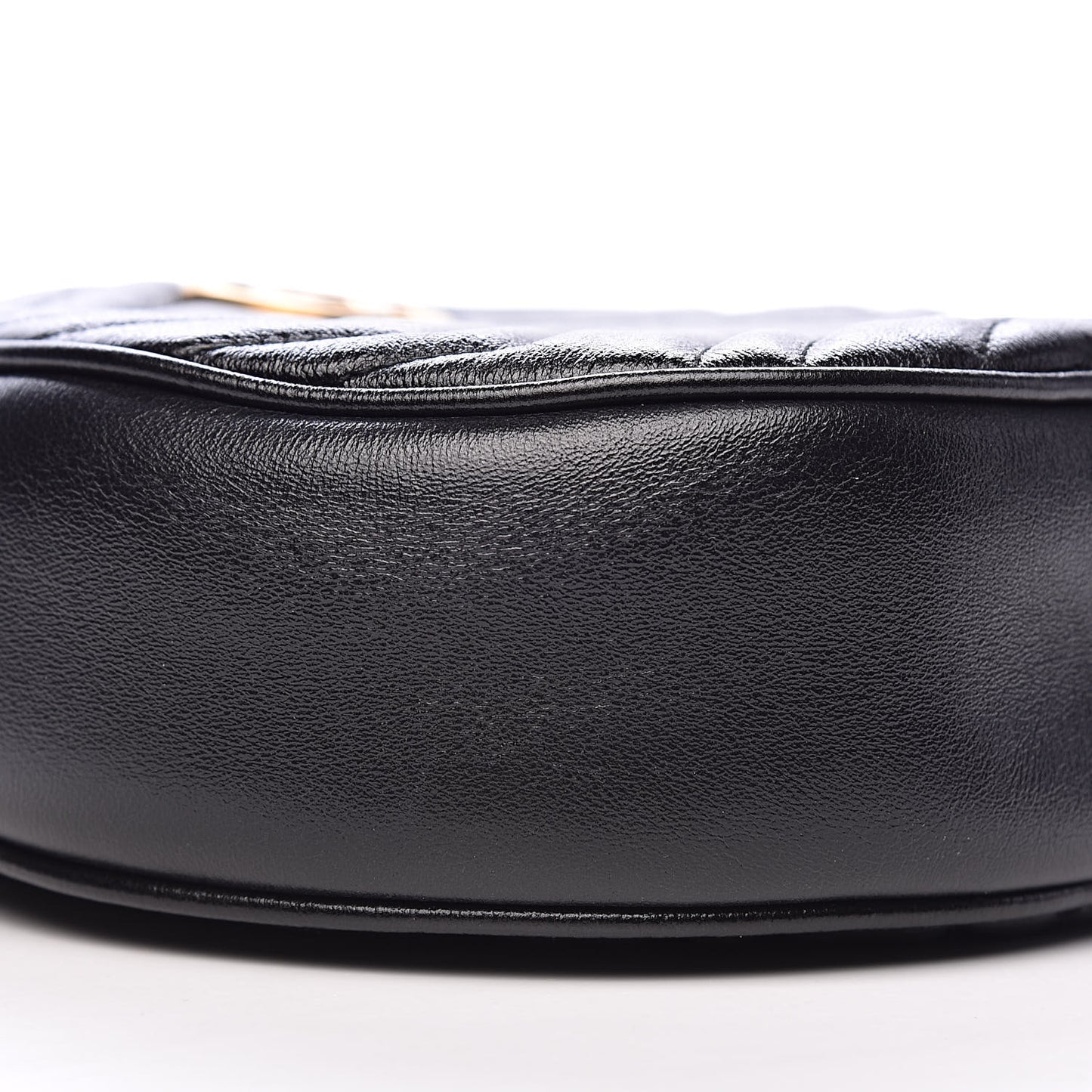 Azalea Calfskin Matelasse Heart Mini GG Marmont Round Shoulder Bag Black