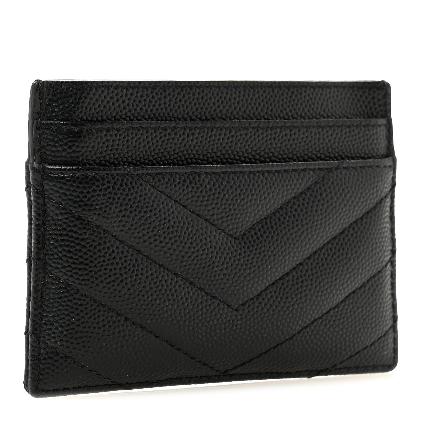 Grain De Poudre Matelasse Chevron Monochrome Monogram Credit Card Case Black