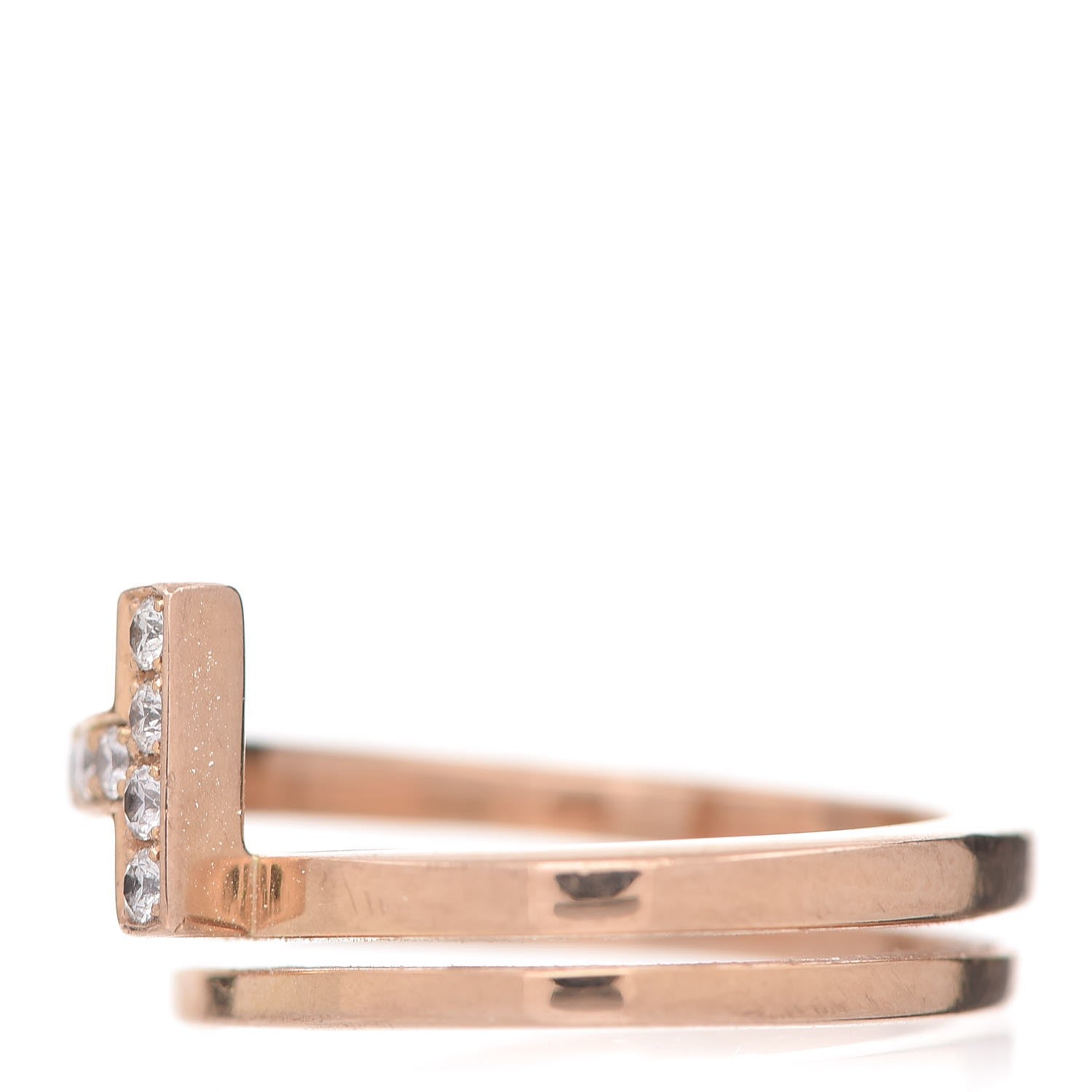 Tiffany 18K Rose Gold Diamond T Square Wrap Ring 52 6 3 of 5