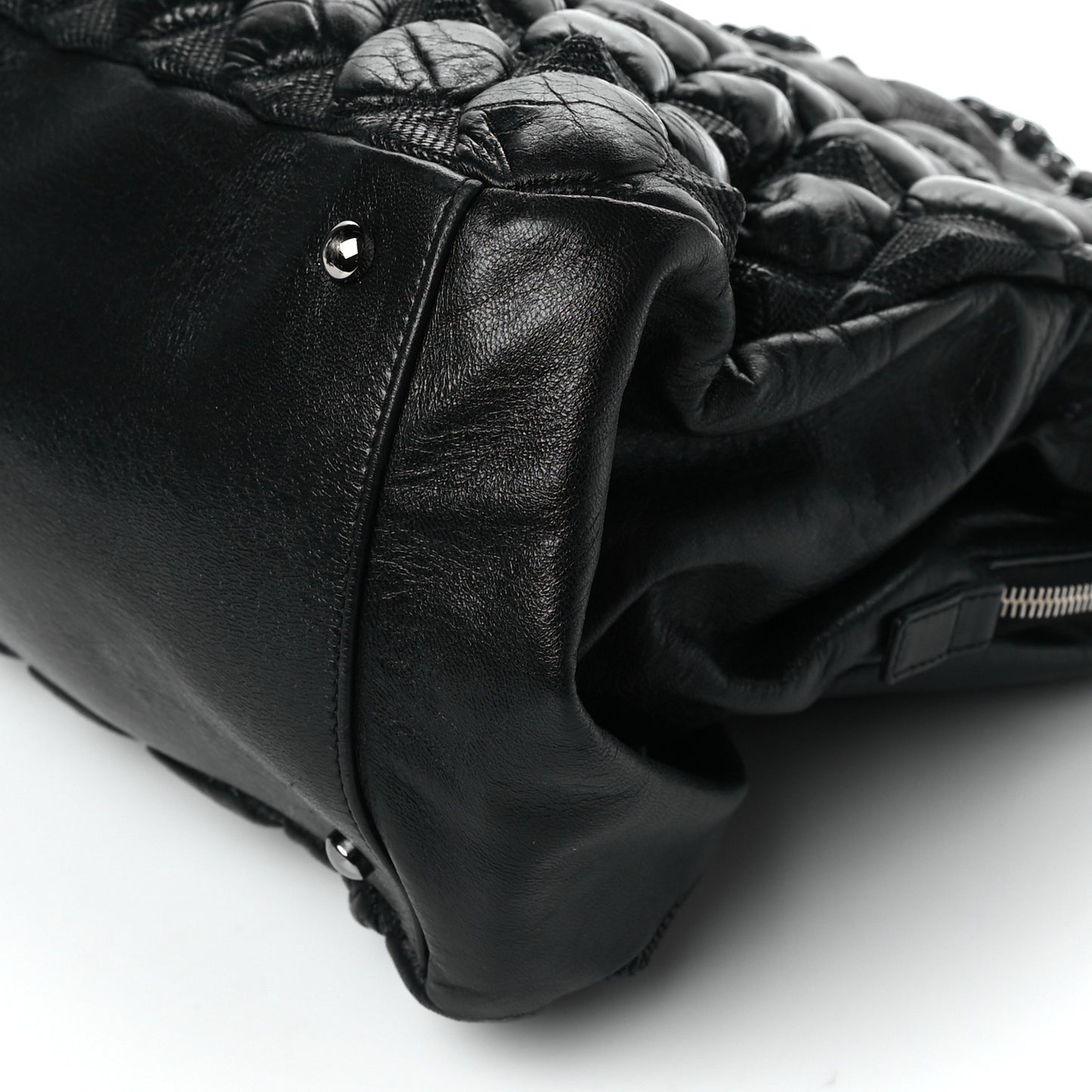Glazed Lambskin Quilted Large Stravinsky Tote Black