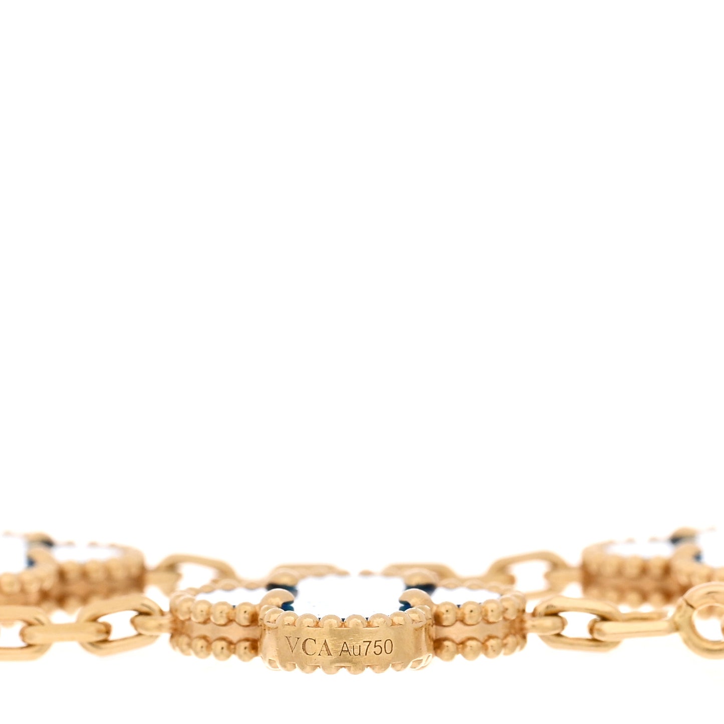 18K Yellow Gold Blue Agate 5 Motifs Vintage Alhambra Bracelet
