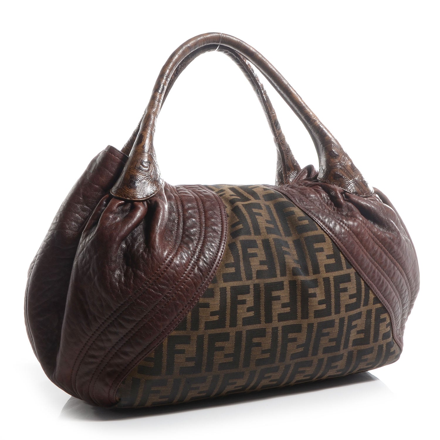 Fendi Zucca Nappa Nuvolata Vitello Tortuga Spy Tobacco Moro 3 of 9