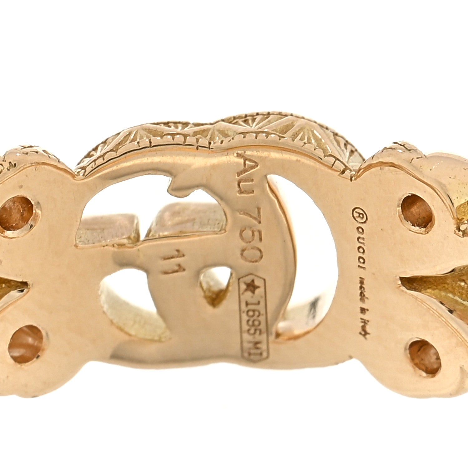 Gucci 18K Yellow Gold Diamond Flora Ring 50 5.5 4 of 4