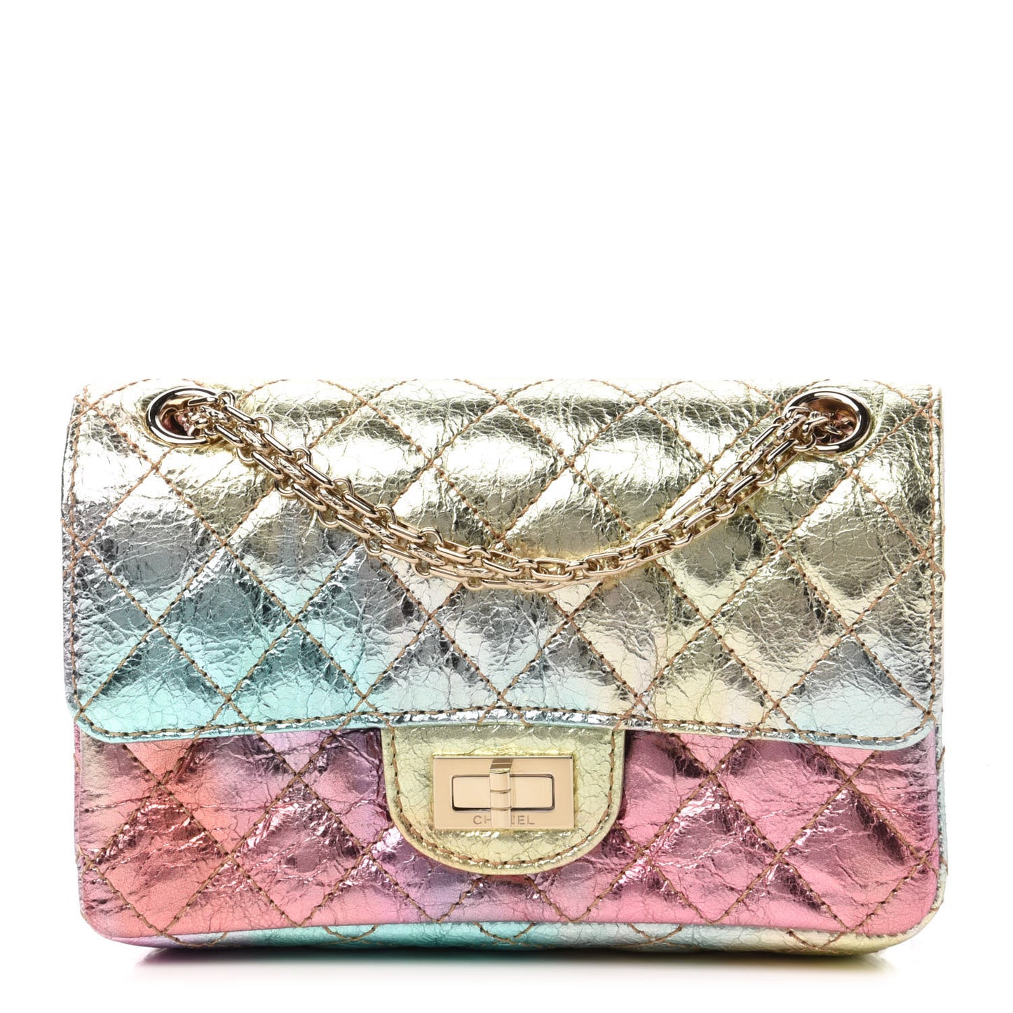 Metallic Goatskin Quilted Mini 2.55 Reissue Flap Multicolor
