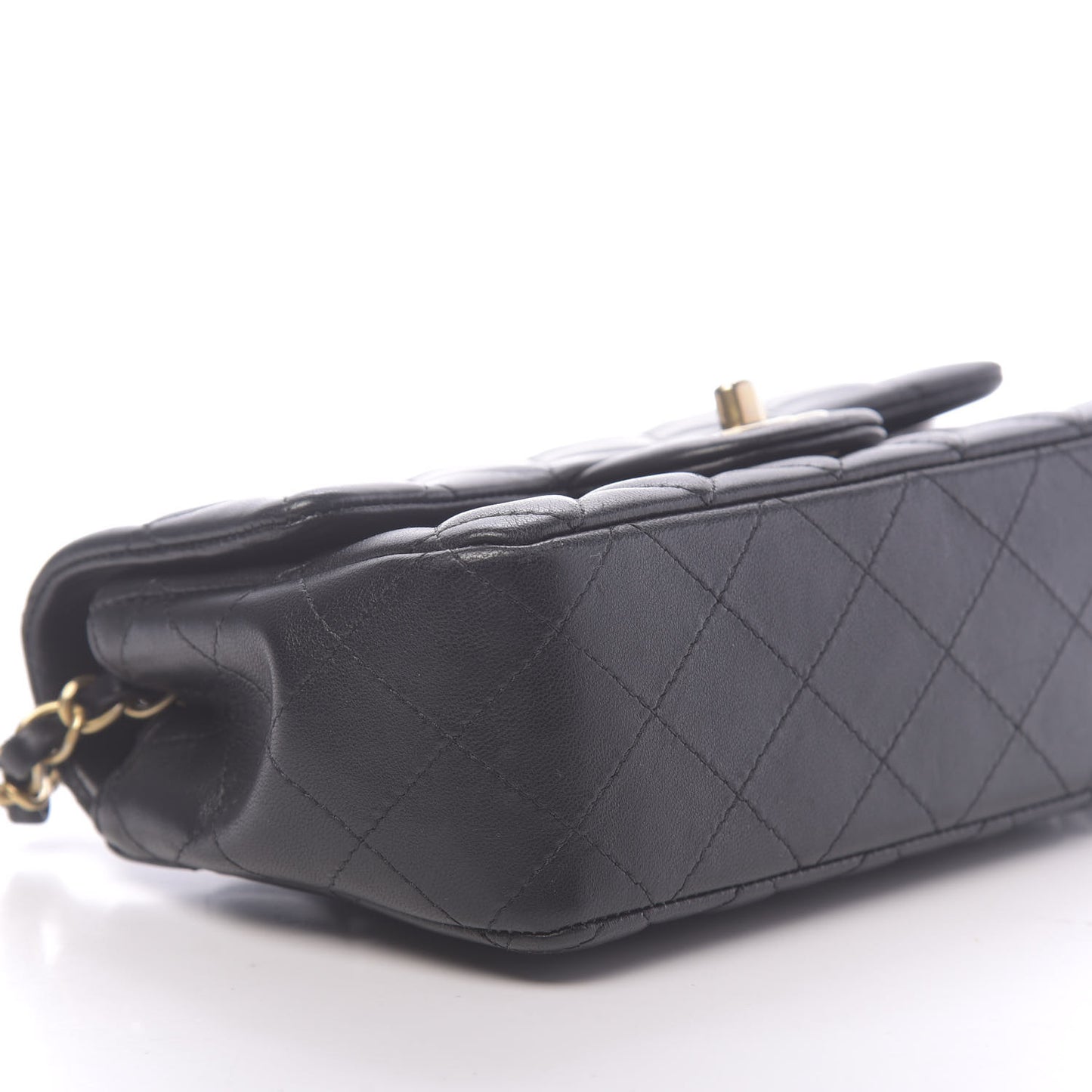 Lambskin Quilted Mini Rectangular Flap Black