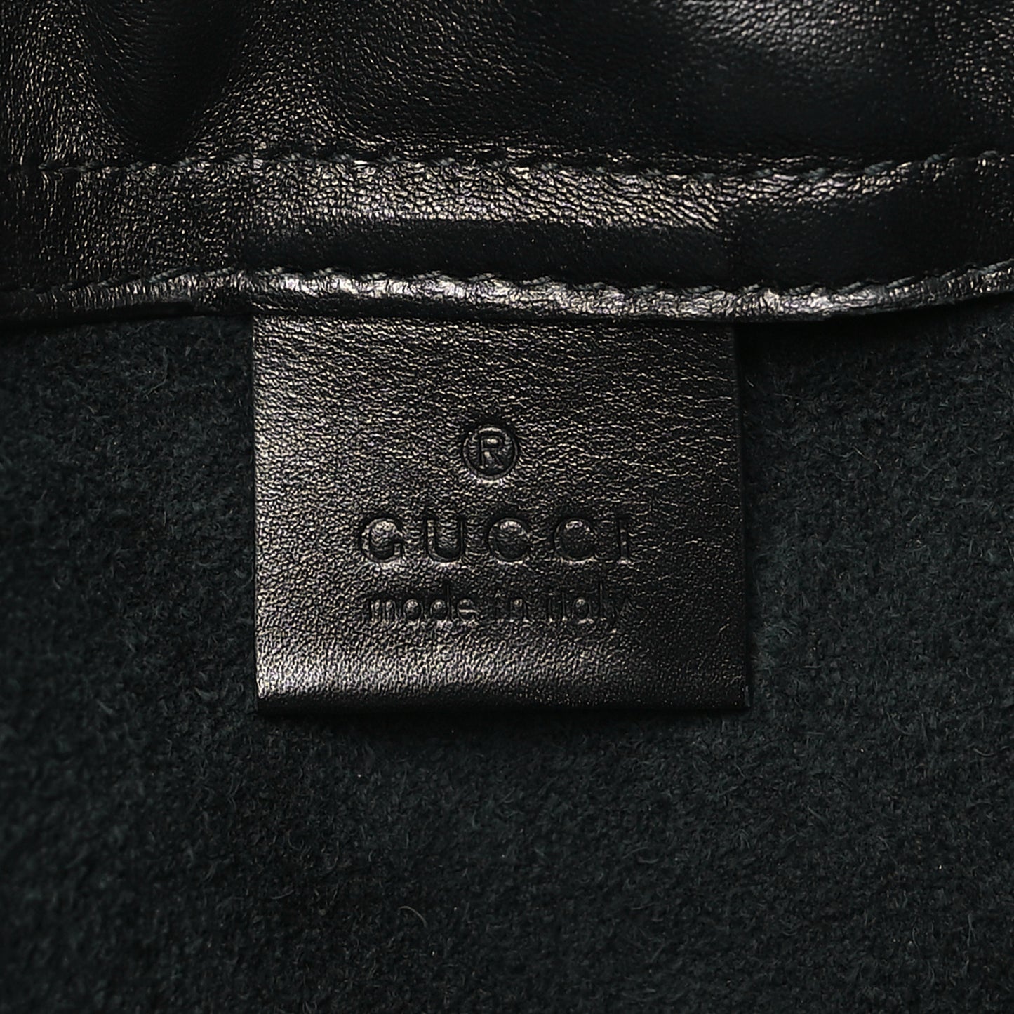 Calfskin Logo Drawstring Backpack Black