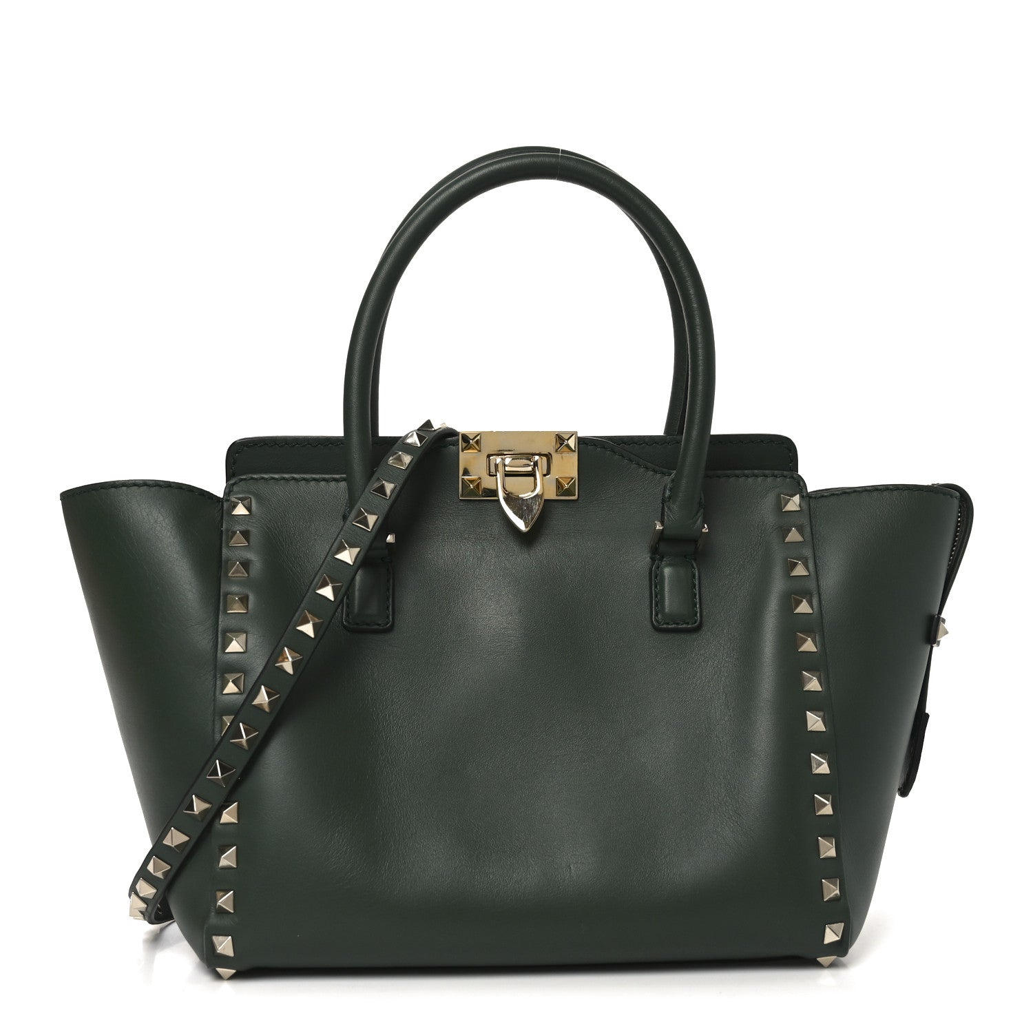 Valentino Garavani Vitello Small Rockstud Double Handle Tote Smeraldo 1 of 9