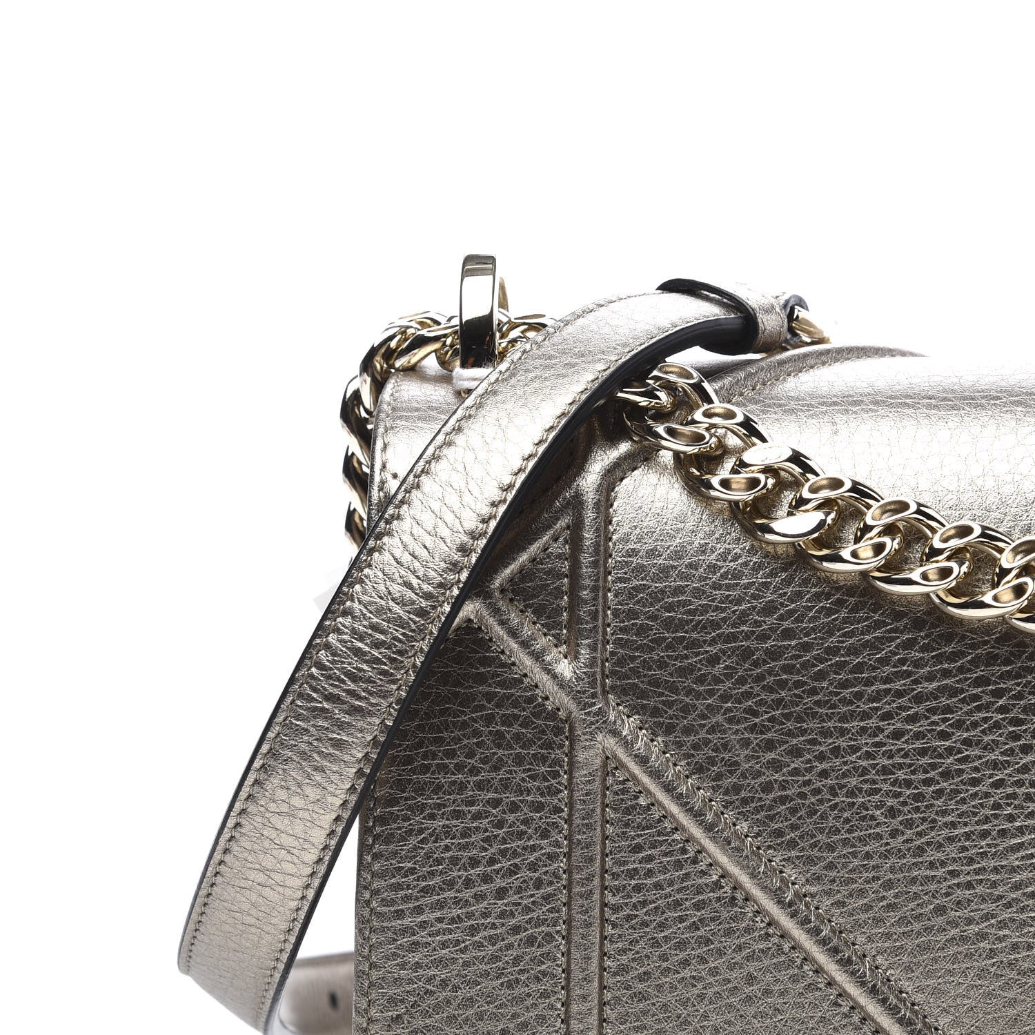 Christian Dior Metallic Grained Calfskin Medium Diorama Flap Bag Pale Gold 10 of 10