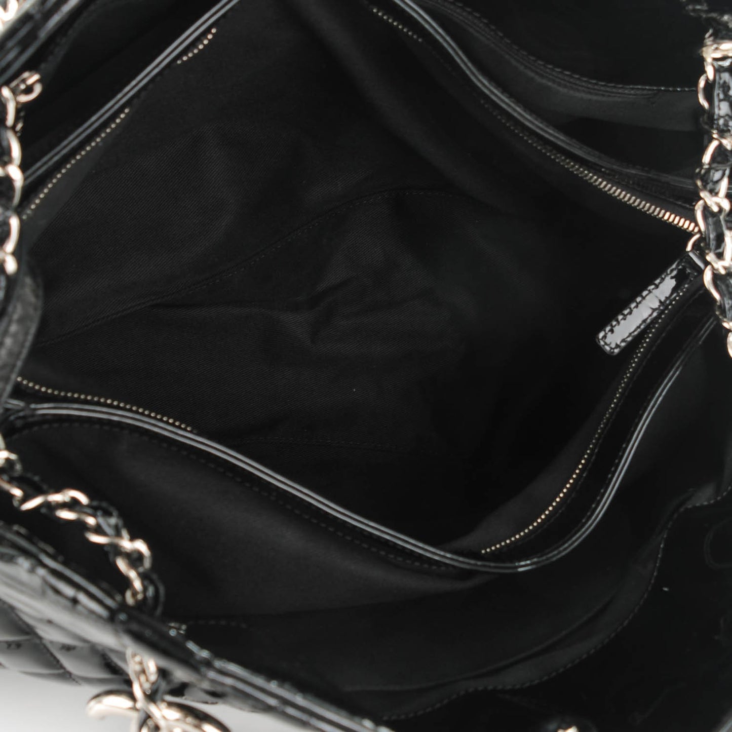 Patent Quilted Large Just Mademoiselle Bowling Bag Black