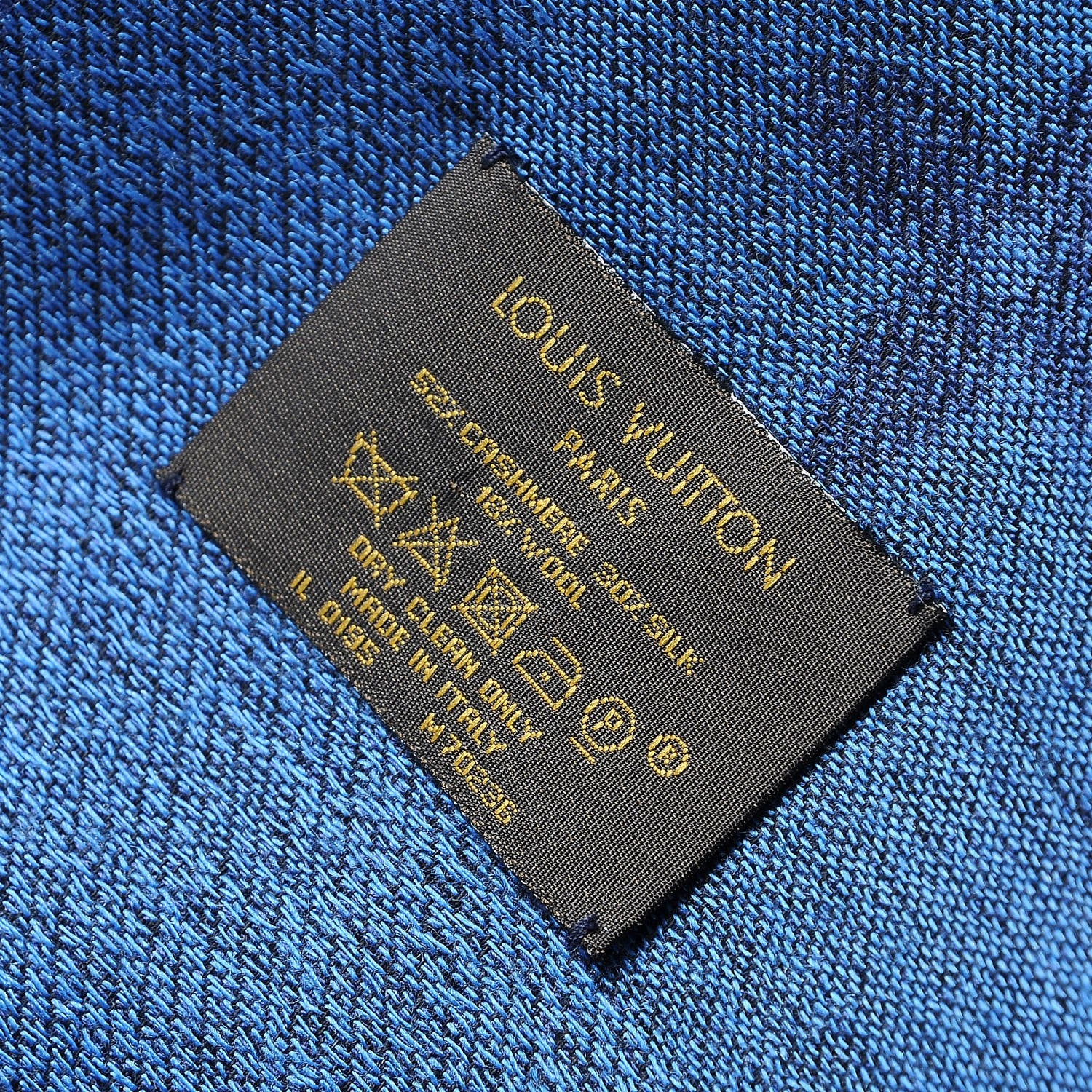 Louis Vuitton Cashmere Silk Wool Monogram Stole Blue 3 of 4