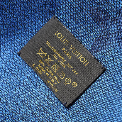 Louis Vuitton Cashmere Silk Wool Monogram Stole Blue 3 of 4