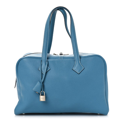 Hermes Taurillon Clemence Victoria II 35 Blue Jean 1 of 15