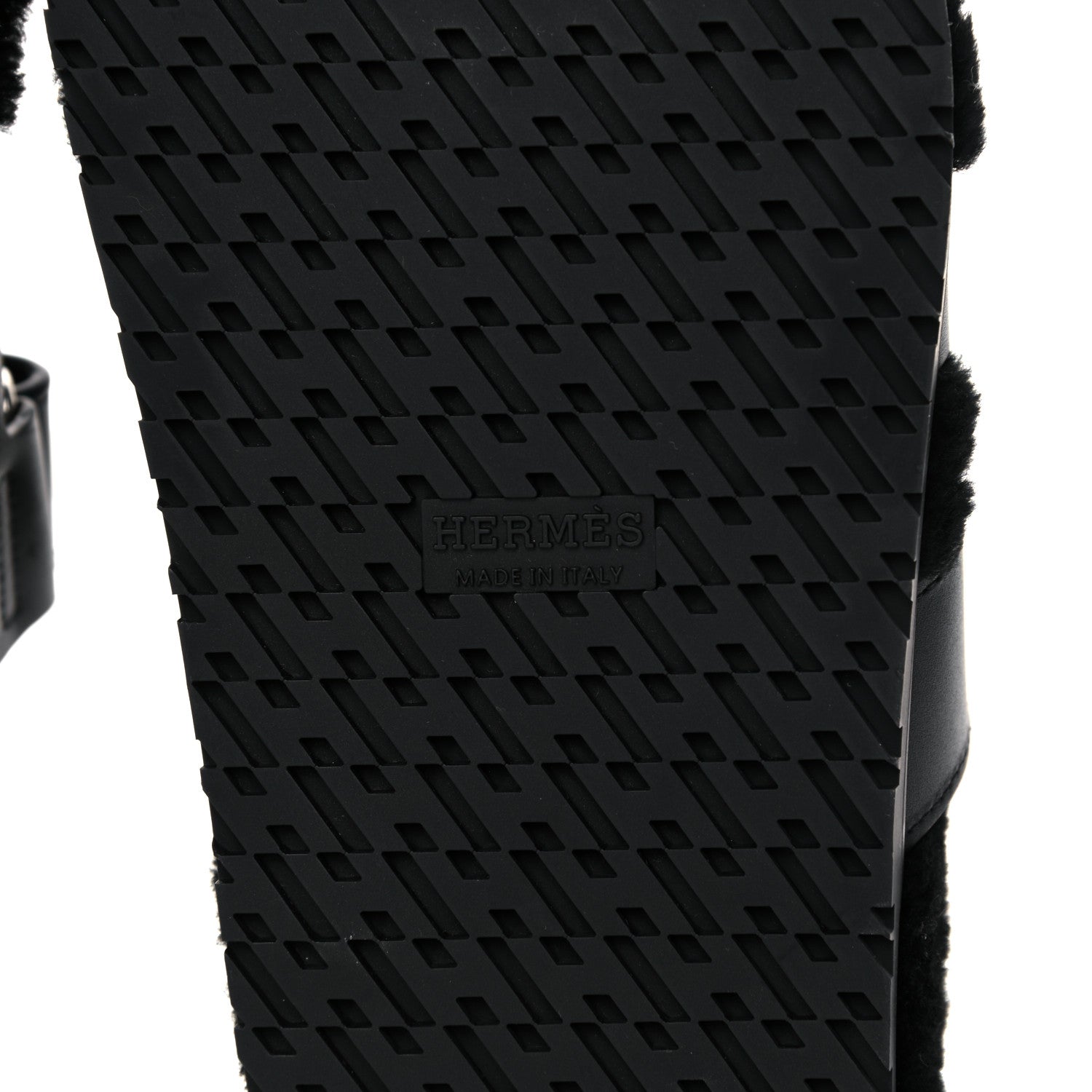 Hermes Calfskin Woolskin Womens Chypre Sandals 38 Black 6 of 9