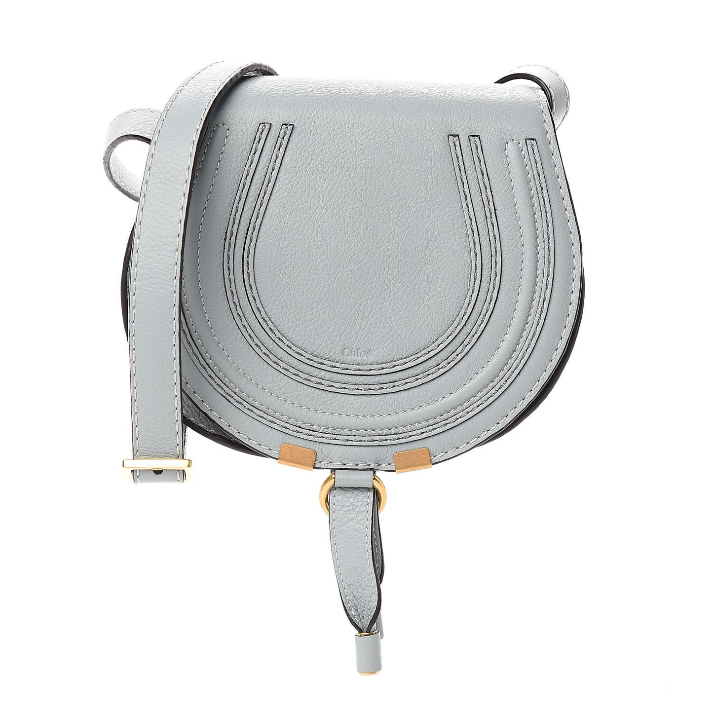 Calfskin Mini Marcie Round Crossbody Bag Faded Blue