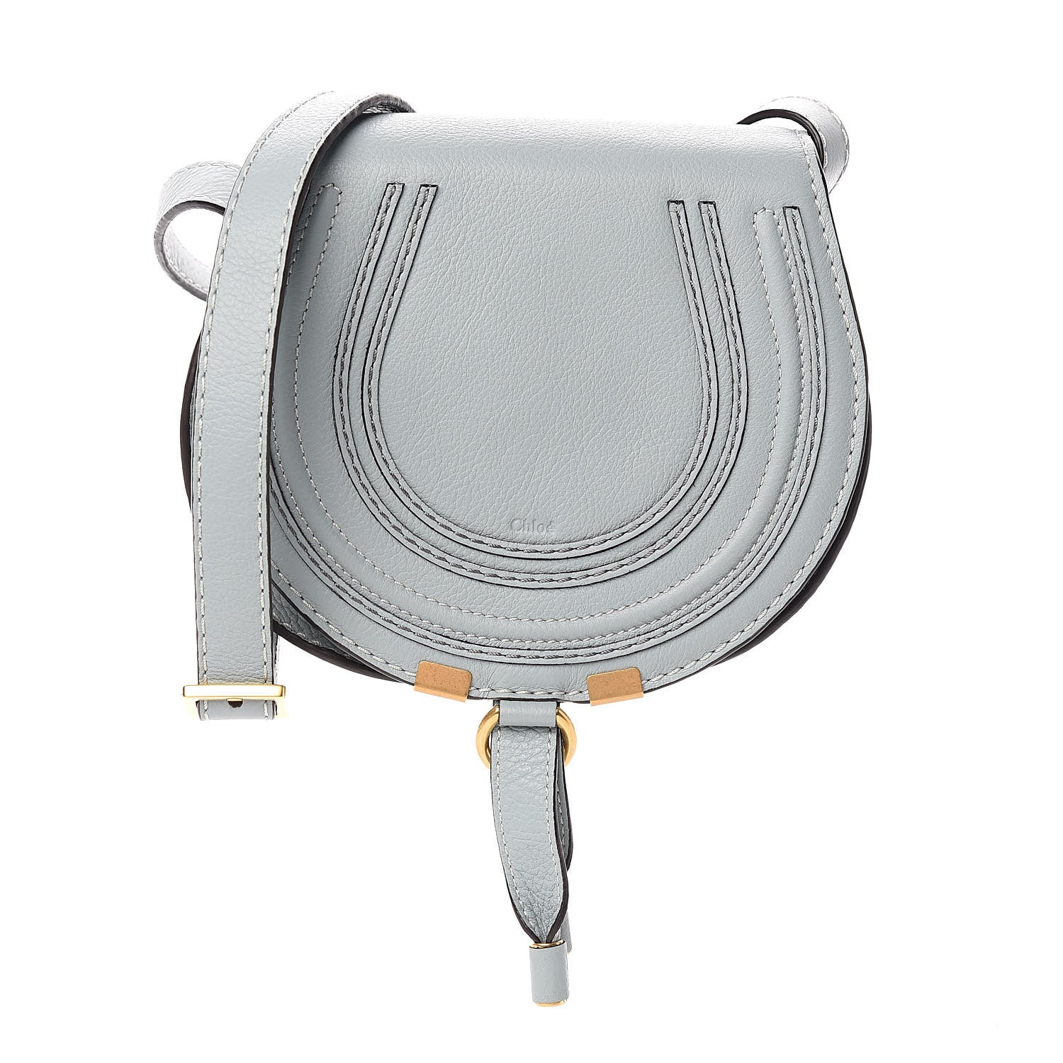Chloe Calfskin Mini Marcie Round Crossbody Bag Faded Blue 1 of 10