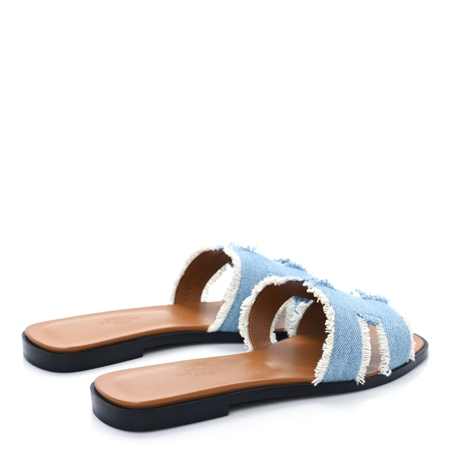 Hermes Denim Oran Fringe Sandals 36.5 Bleu Clair 4 of 8