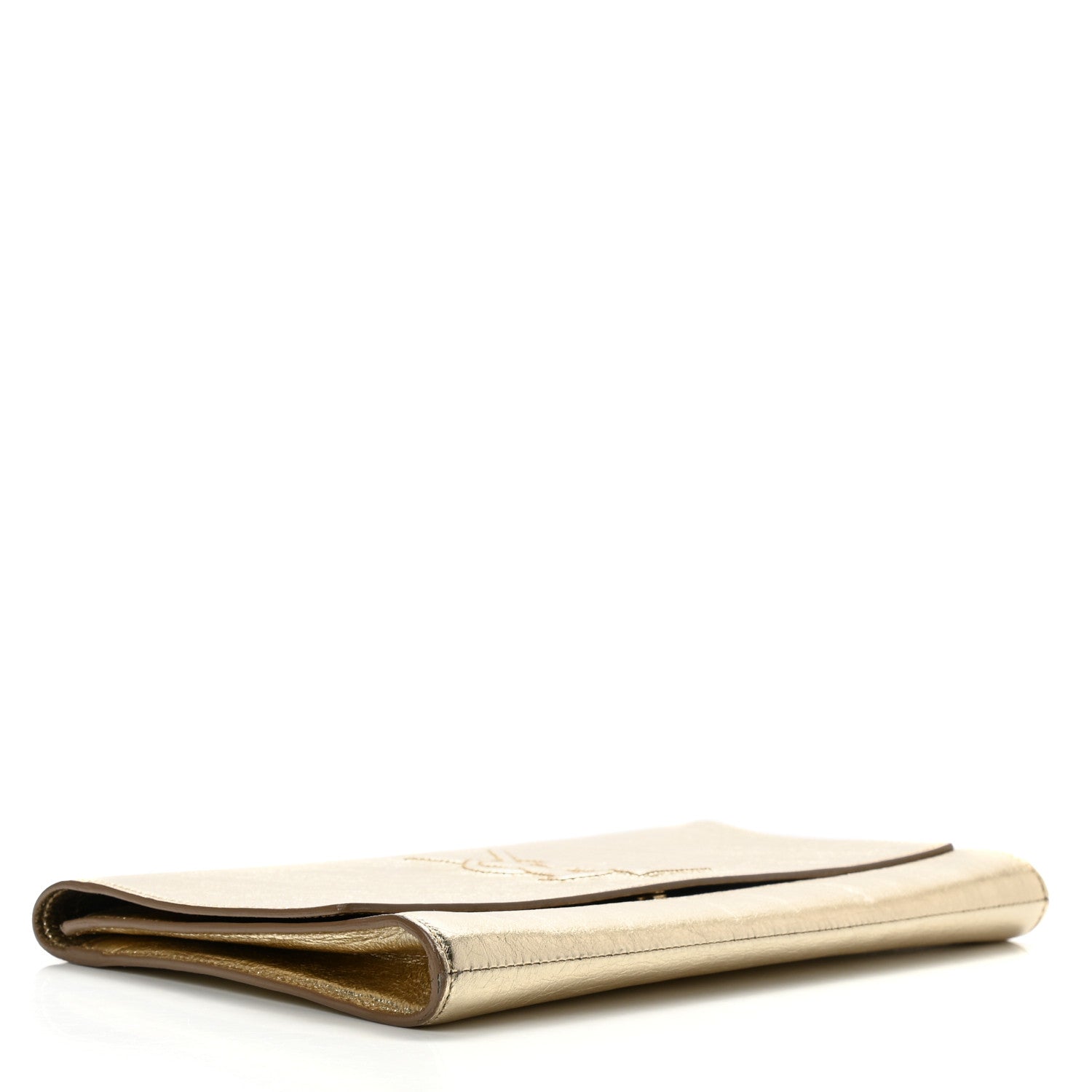 Saint Laurent Metallic Calfskin Monogram Large Belle De Jour Clutch Gold 4 of 7