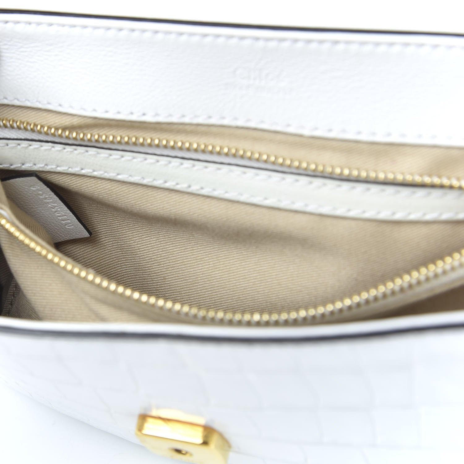 Chloe Calfskin Crocodile Embossed Small C Double Carry Brilliant White 10 of 12