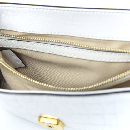 Chloe Calfskin Crocodile Embossed Small C Double Carry Brilliant White 10 of 12