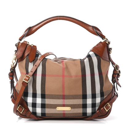 Burberry House Check Bridle Calfskin Small Ledbury Hobo Dark Tan 1 of 12