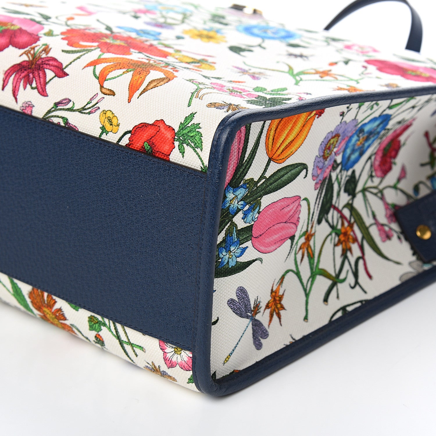 Gucci Canvas Large Flora Tote Navy Multicolor 8 of 9