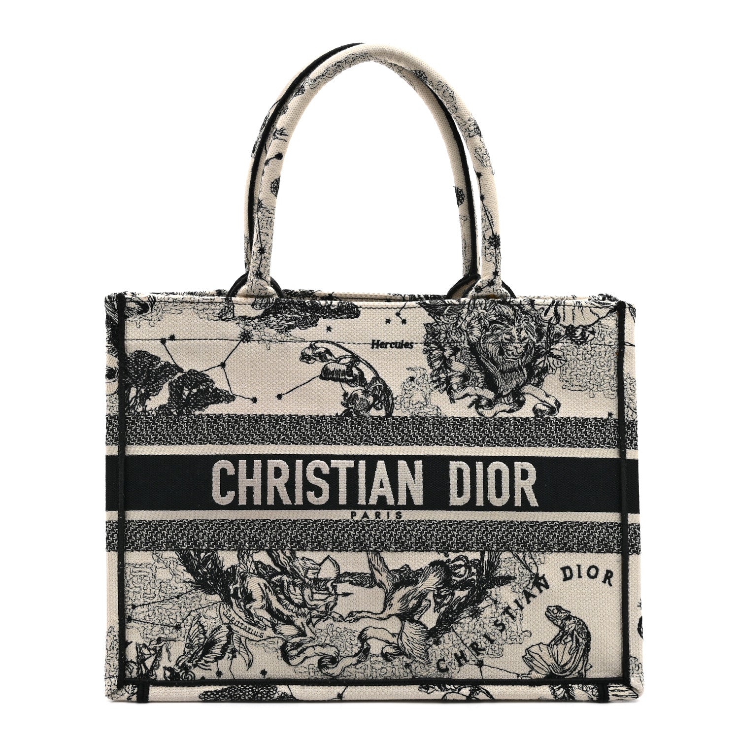 Christian Dior Canvas Zodiac Toile De Jouy Embroidered Medium Book Tote Latte 1 of 10