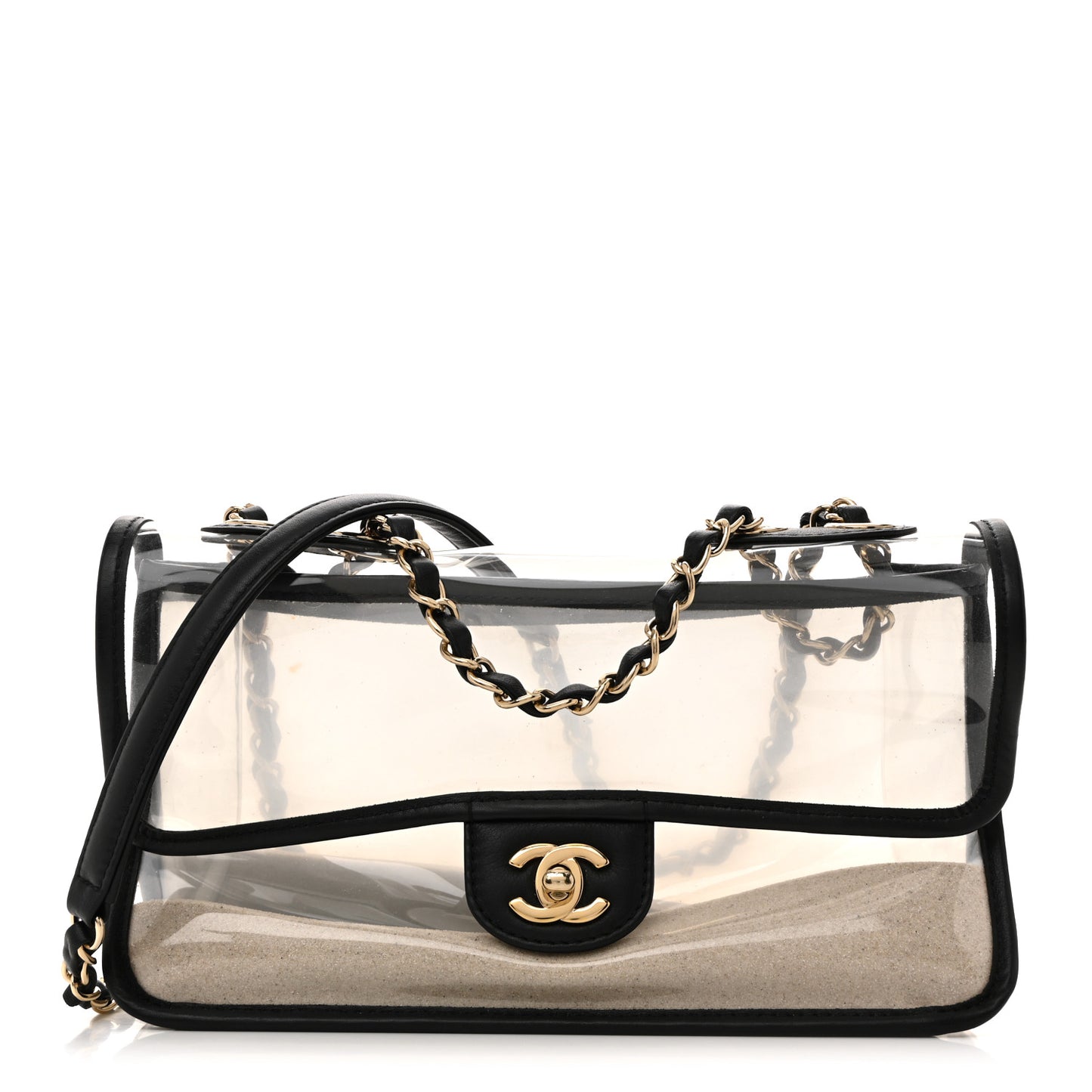 Lambskin PVC Medium Sand By The Sea Flap Black