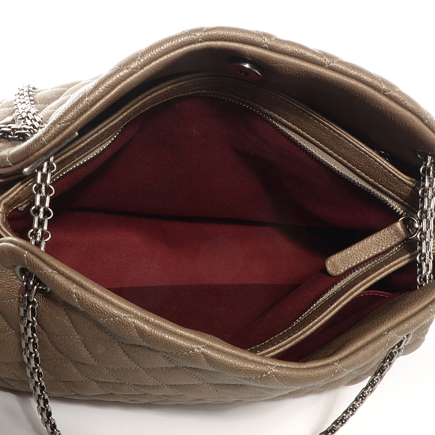 Chanel Calfskin Large Just Mademoiselle Bowling Bag Silver 6 of 8