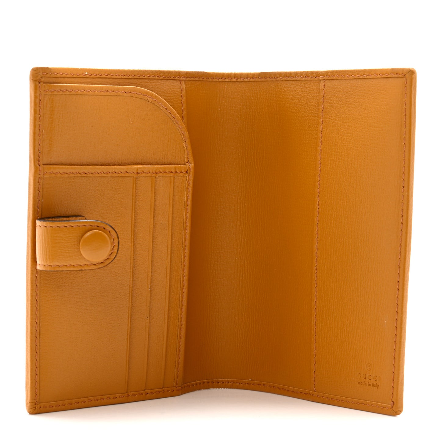 GG Supreme Monogram Textured Calfskin Retro Interlocking G Passport Case Beige Yellow