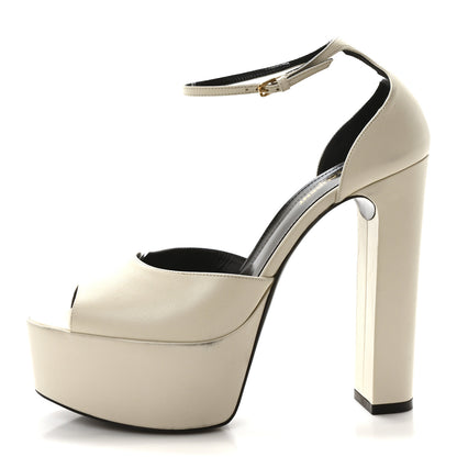 Saint Laurent Goatskin Belfagor Jodie 95 Platform Sandals  41 Pearl 1 of 9