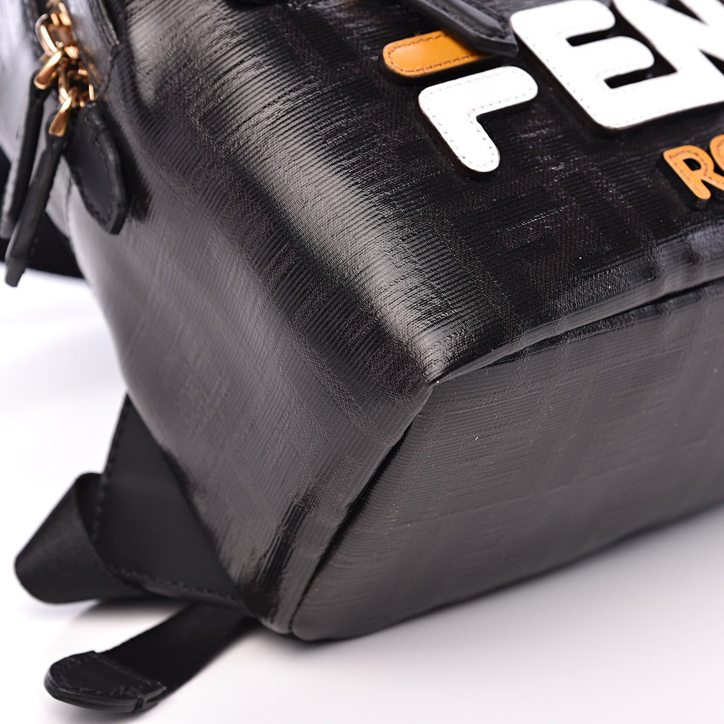 X FILA Glazed Fabric Vitello Century FF 1974 Mania Mini Backpack Black White