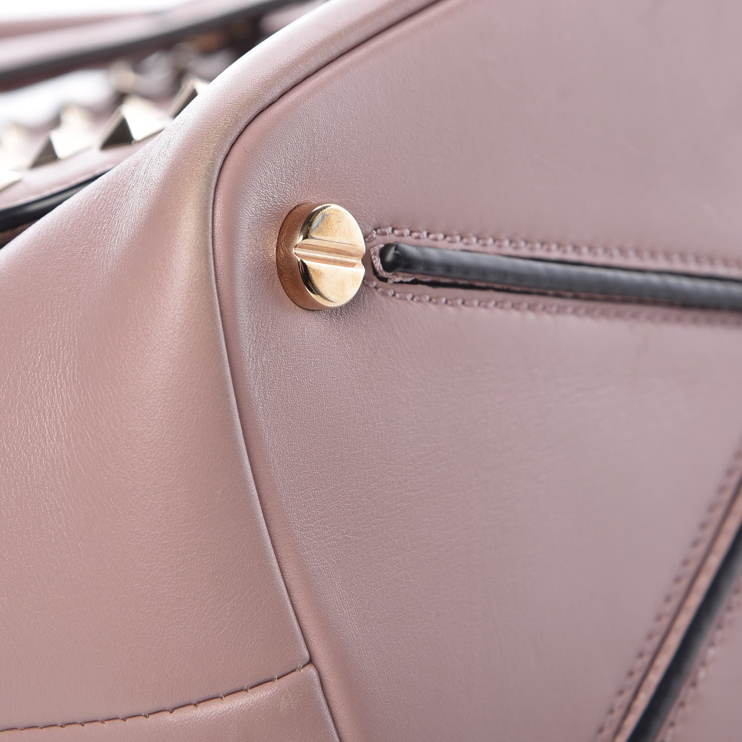 Valentino Garavani Calfskin Small Rockstud All Over Demilune Double Handle Satchel Lipstick 12 of 17