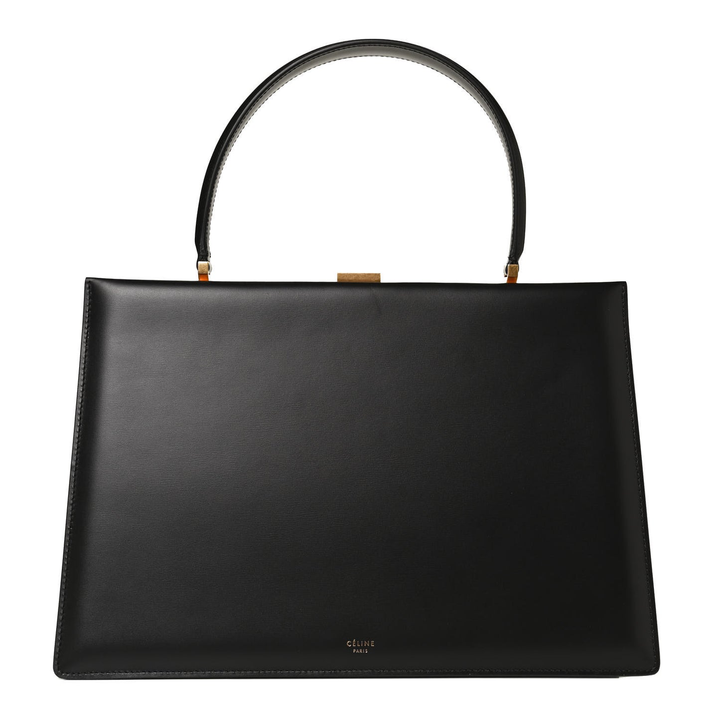 Box Calfskin Medium Clasp Bag Black