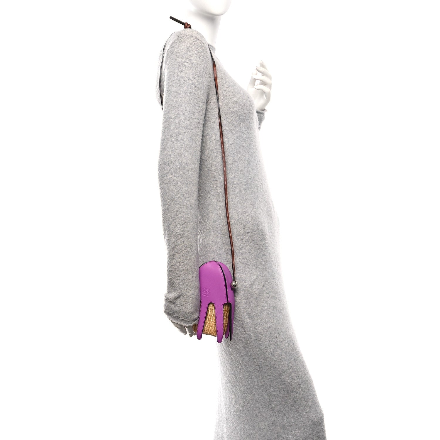 Loewe Calfskin Wicker Paula's Ibiza Octopus Mini Crossbody Natural Purple Multicolor 2 of 10
