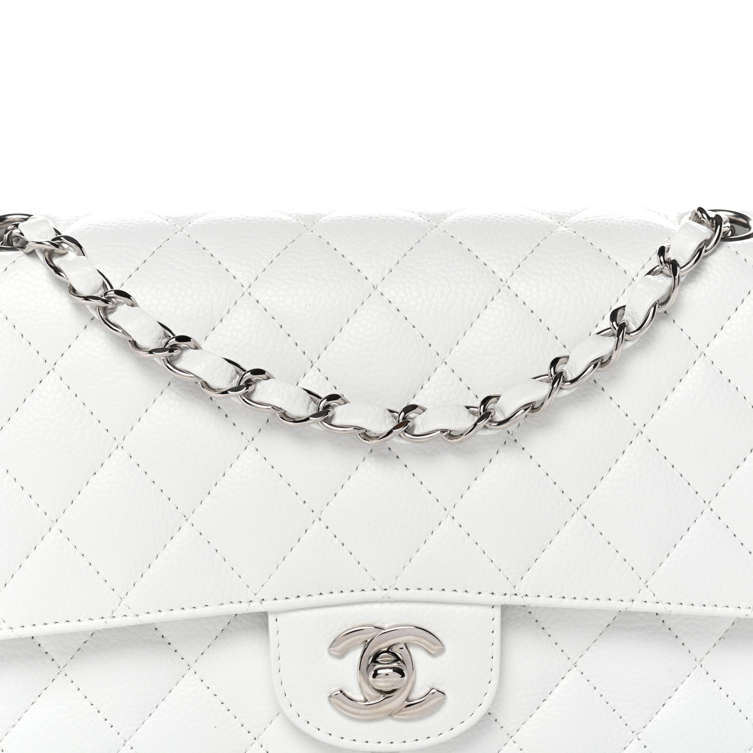 Chanel Caviar Quilted Medium Double Flap White 8 of 14