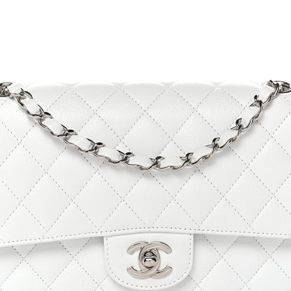 Chanel Caviar Quilted Medium Double Flap White 8 of 14