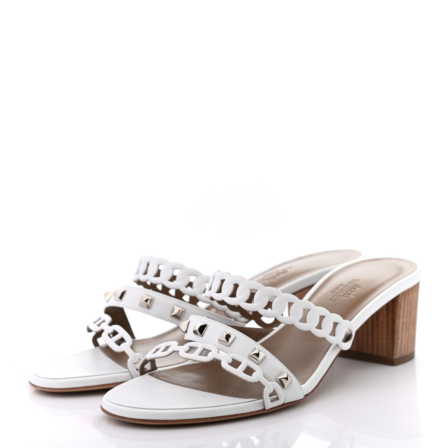 Nappa Studded Ajaccio Sandals 38 White